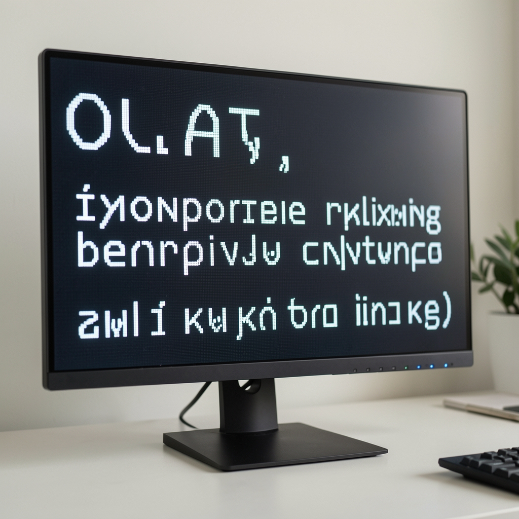 Экран монитора с увеличенным изображением букв цифрового шрифта, демонстрирующий субпиксельное сглаживание и технологию хинтинга для оптимизации отображения на экране